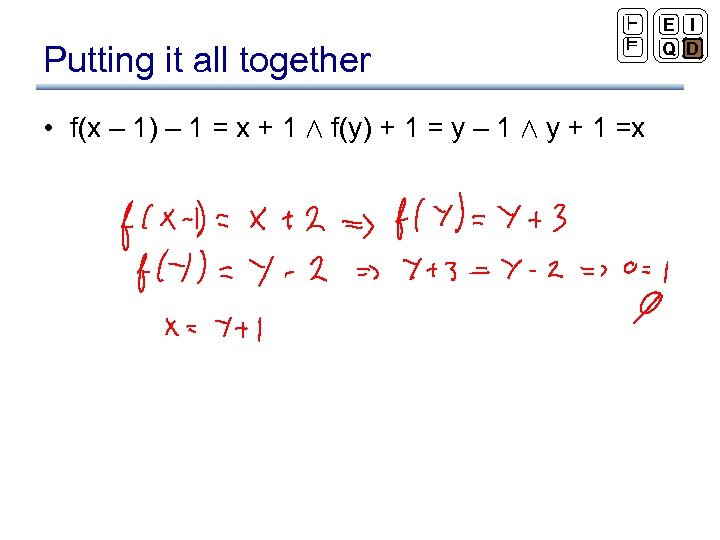 Putting it all together ` ² • f(x – 1) – 1 = x