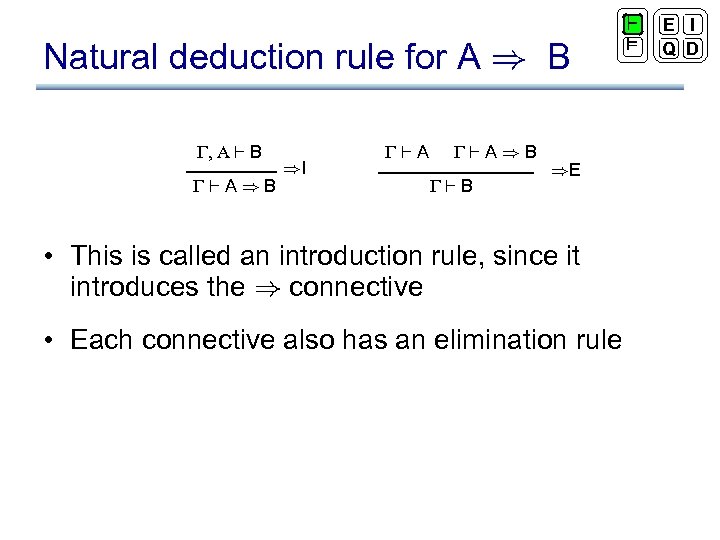 Natural deduction rule for A ) B , A ` B `A)B )I `A)B