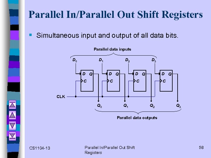 Parallel In/Parallel Out Shift Registers § Simultaneous input and output of all data bits.