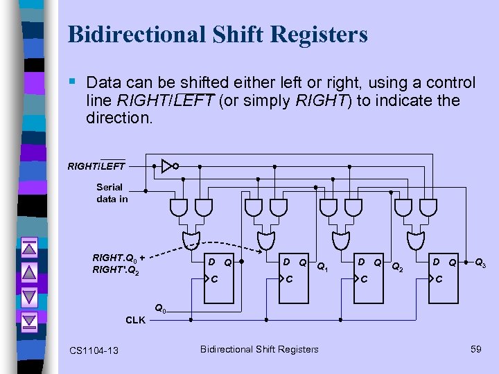 Bidirectional Shift Registers § Data can be shifted either left or right, using a