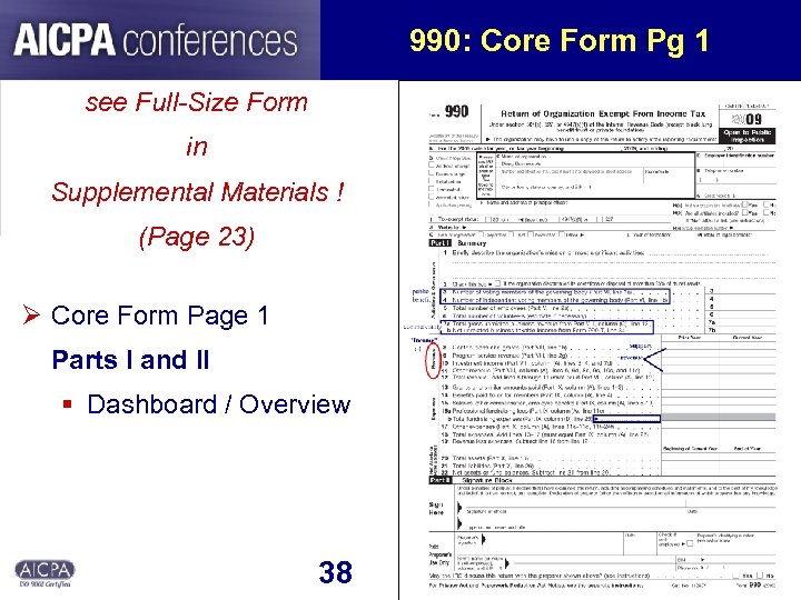 990: Core Form Pg 1 see Full-Size Form in Supplemental Materials ! (Page 23)