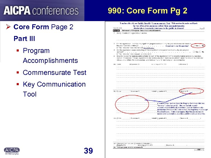 990: Core Form Pg 2 Ø Core Form Page 2 Part III § Program