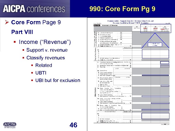 990: Core Form Pg 9 Ø Core Form Page 9 Part VIII § Income