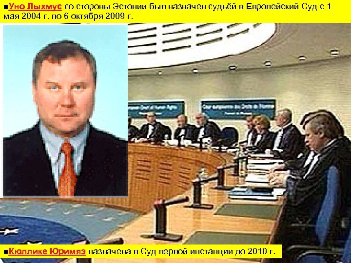n. Уно Лыхмус со стороны Эстонии был назначен судьёй в Европейский Суд с 1