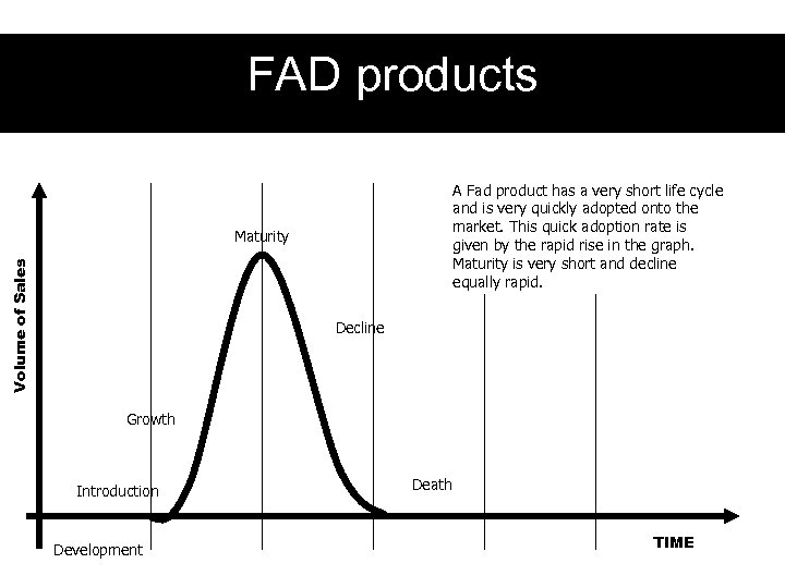 FAD products A Fad product has a very short life cycle and is very