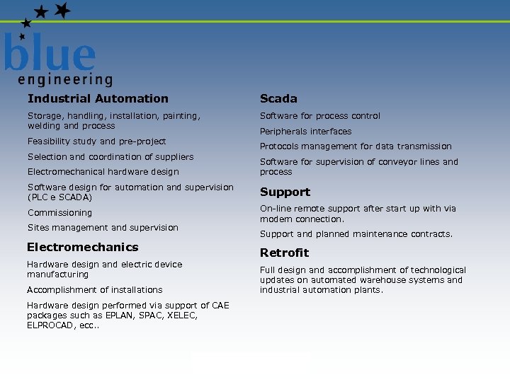 Industrial Automation Scada Storage, handling, installation, painting, welding and process Software for process control