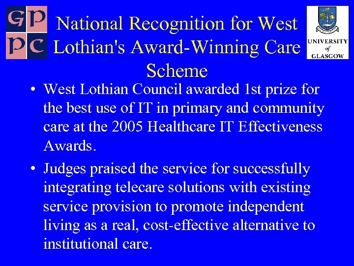 National Recognition for West Lothian's Award-Winning Care Scheme • West Lothian Council awarded 1