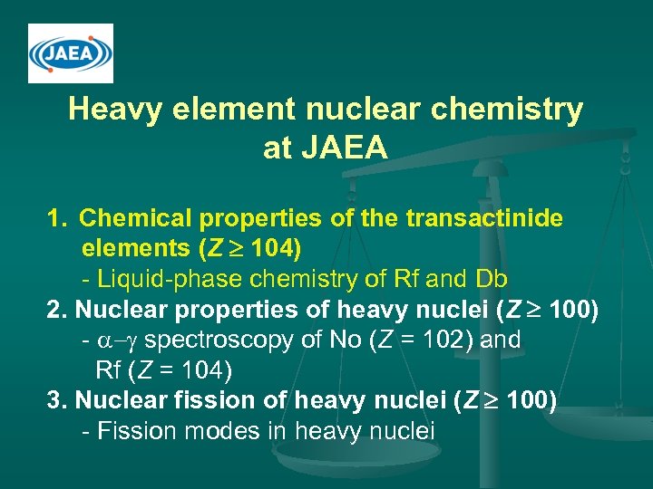 Heavy element nuclear chemistry at JAEA 1. Chemical properties of the transactinide elements (Z