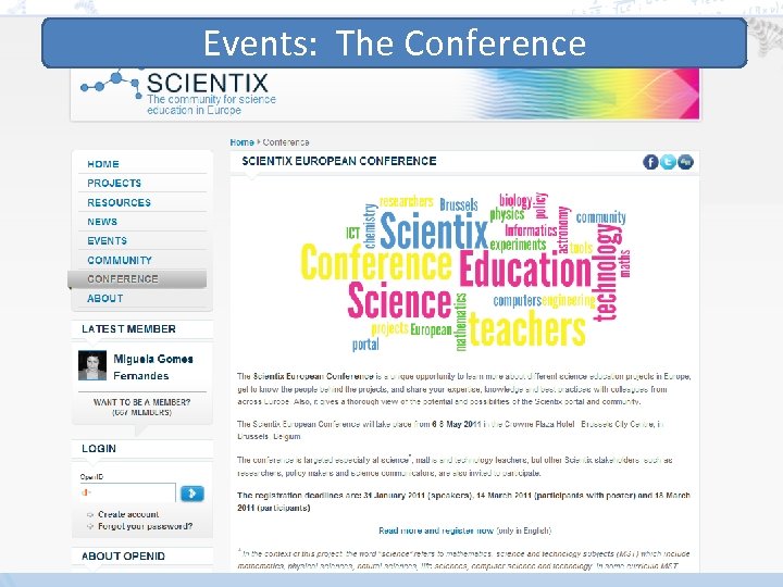 Events: The Conference Scientix | Dr. Àgueda Gras-Velázquez 13/05/2011 | Gothenburg, Sweden EUSCEA 2011
