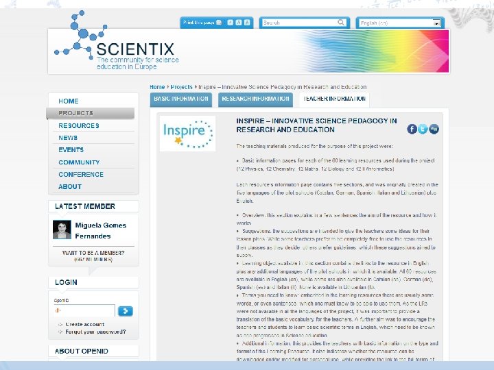 Scientix | Dr. Àgueda Gras-Velázquez 13/05/2011 | Gothenburg, Sweden EUSCEA 2011 Annual Conference 6