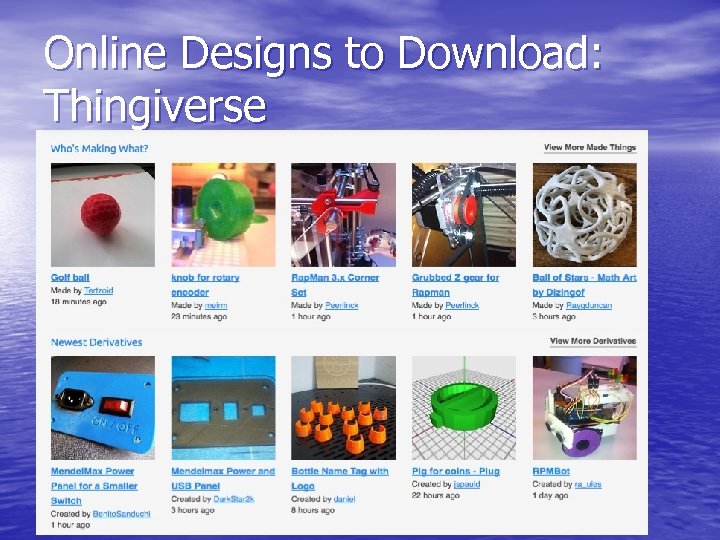 Online Designs to Download: Thingiverse 