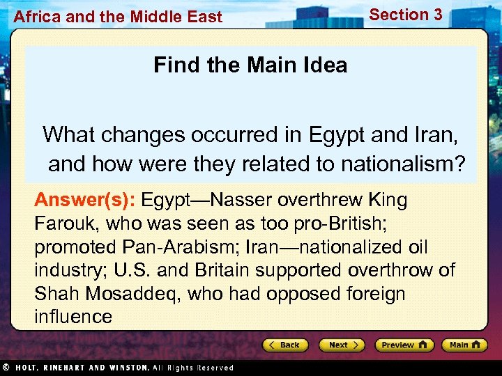 Africa and the Middle East Section 3 Find the Main Idea What changes occurred