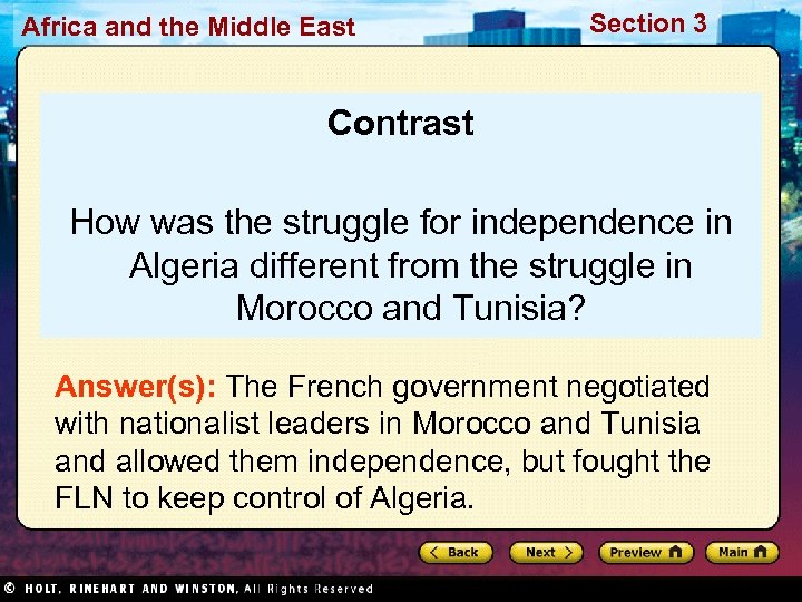 Africa and the Middle East Section 3 Contrast How was the struggle for independence