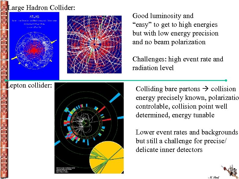 Large Hadron Collider: Good luminosity and “easy” to get to high energies but with