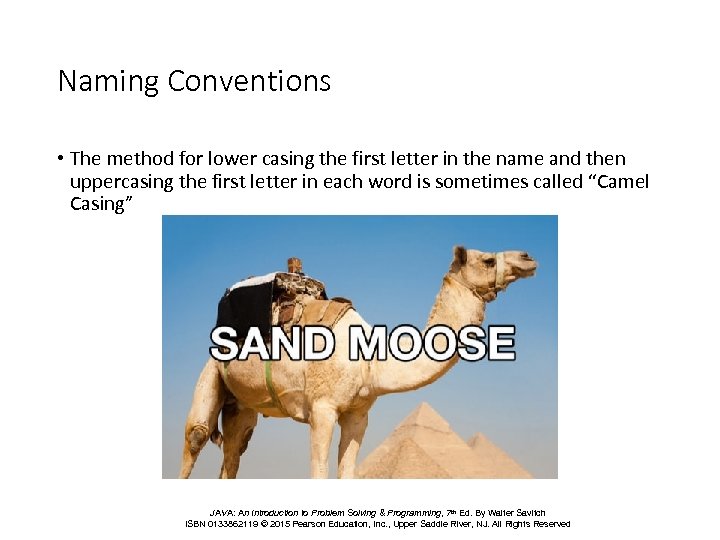 Naming Conventions • The method for lower casing the first letter in the name