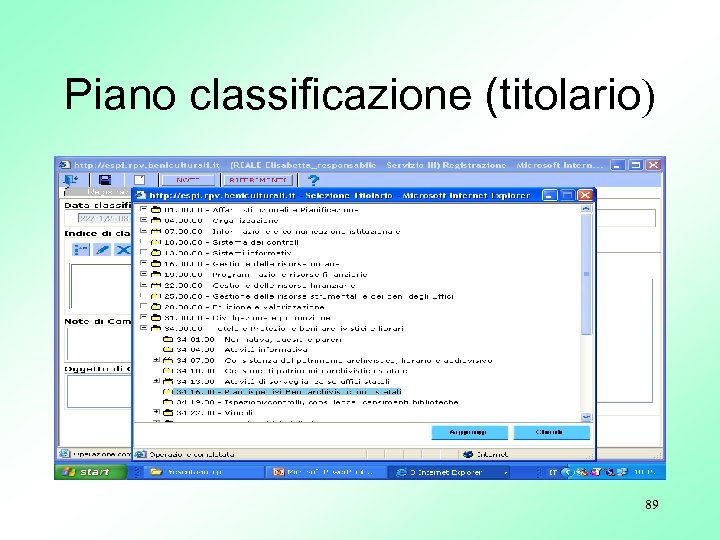 Piano classificazione (titolario) 89 