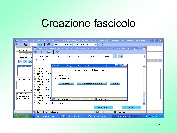 Creazione fascicolo 91 