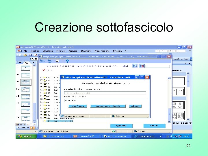 Creazione sottofascicolo 92 