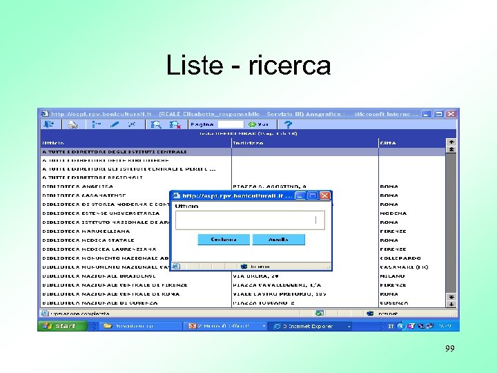 Liste - ricerca 99 