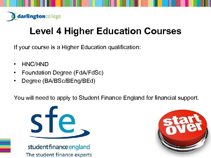 Level 4 Higher Education Courses If your course is a Higher Education qualification: •