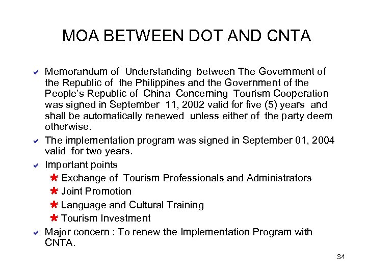 MOA BETWEEN DOT AND CNTA a Memorandum of Understanding between The Government of the