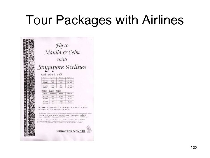 Tour Packages with Airlines 102 