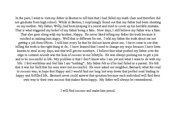 In the past, I went to visit my father in Boston to tell him