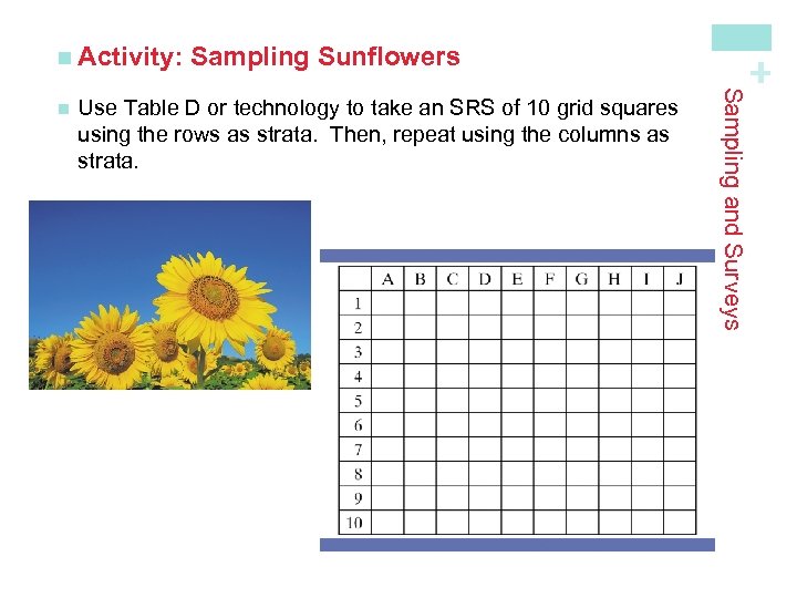 Use Table D or technology to take an SRS of 10 grid squares using