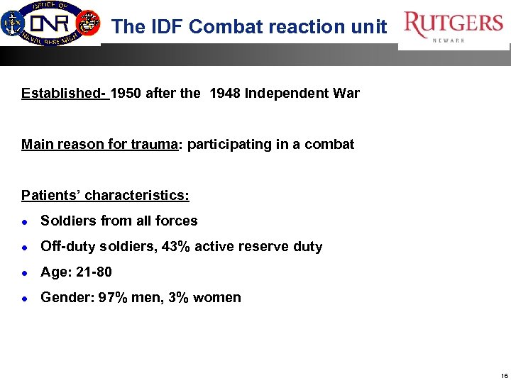 The IDF Combat reaction unit Established- 1950 after the 1948 Independent War Main reason