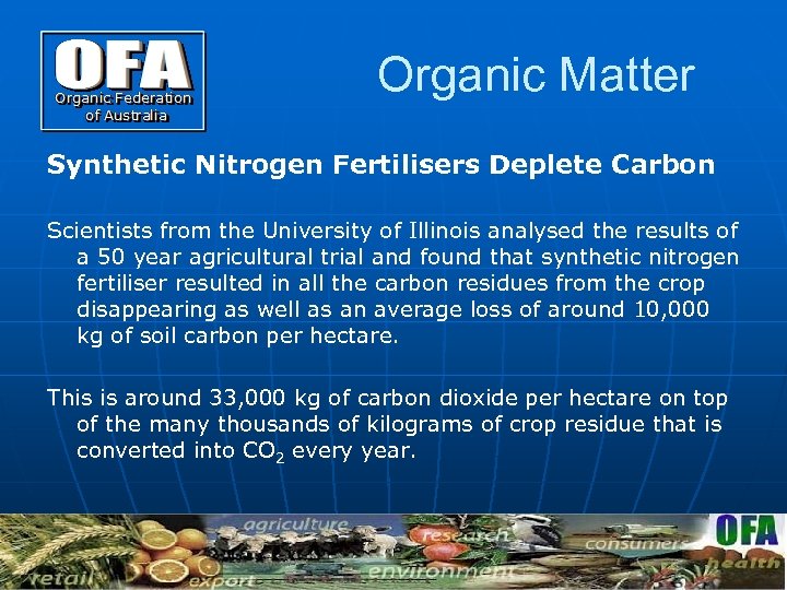 Organic Matter Synthetic Nitrogen Fertilisers Deplete Carbon Scientists from the University of Illinois analysed