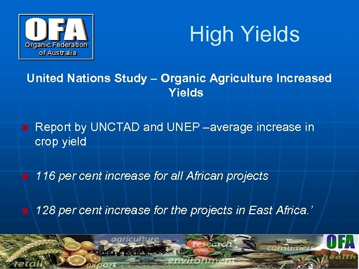 High Yields United Nations Study – Organic Agriculture Increased Yields n Report by UNCTAD