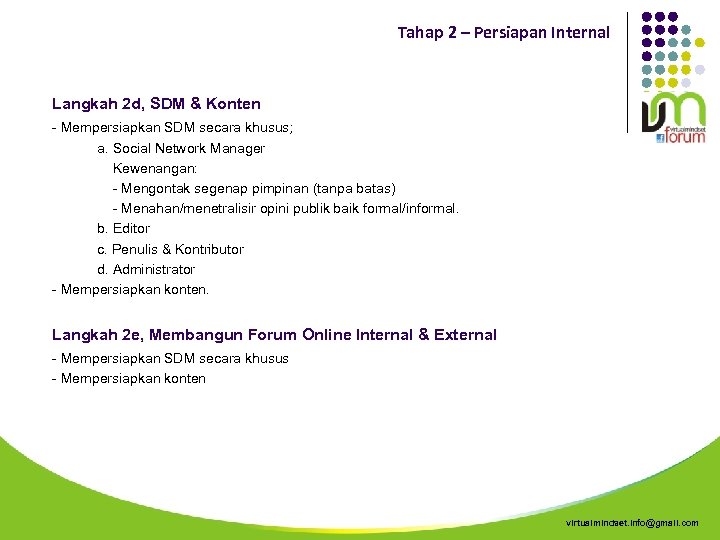Tahap 2 – Persiapan Internal Langkah 2 d, SDM & Konten - Mempersiapkan SDM