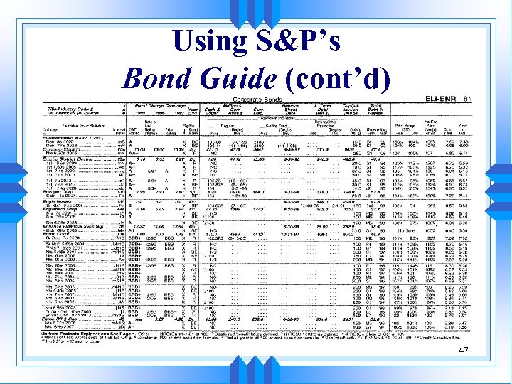Using S&P’s Bond Guide (cont’d) 47 