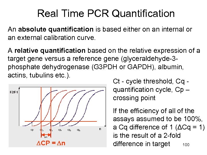 Real Time PCR Quantification An absolute quantification is based either on an internal or