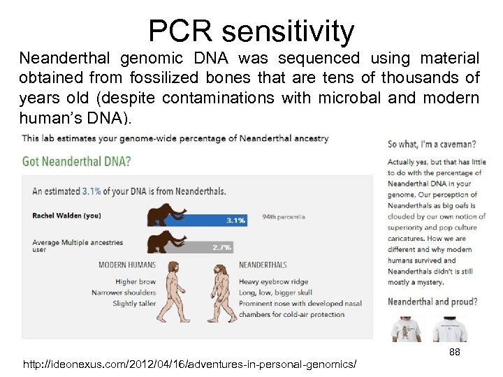 PCR sensitivity Neanderthal genomic DNA was sequenced using material obtained from fossilized bones that