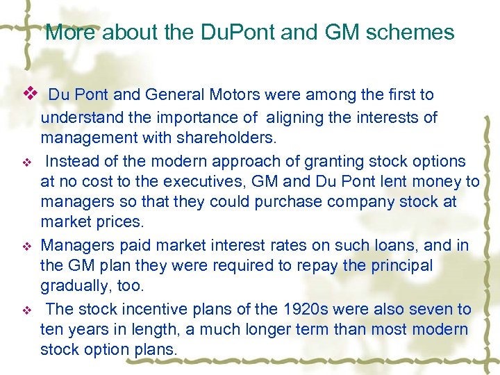 More about the Du. Pont and GM schemes v Du Pont and General Motors