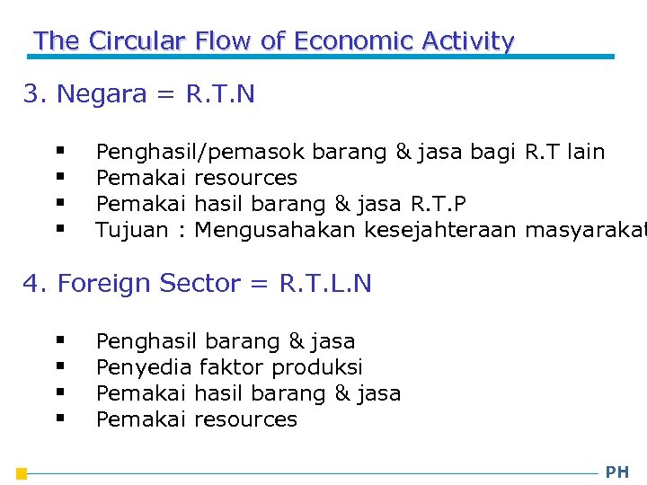The Circular Flow of Economic Activity 3. Negara = R. T. N § §