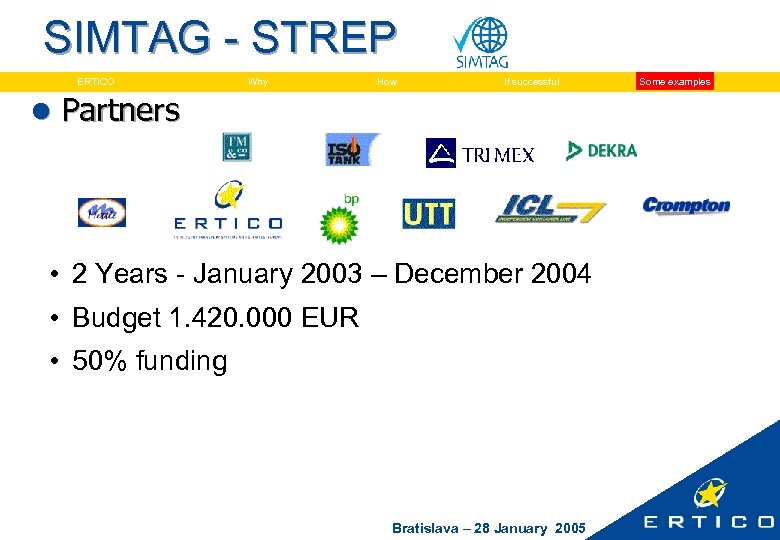 SIMTAG - STREP ERTICO Why How If successful l Partners • 2 Years -