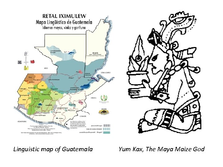 Linguistic map of Guatemala Yum Kax, The Maya Maize God 