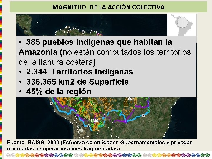 MAGNITUD DE LA ACCIÓN COLECTIVA • 385 pueblos indígenas que habitan la Amazonía (no