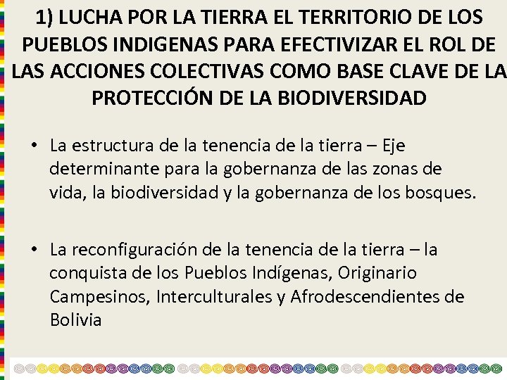 1) LUCHA POR LA TIERRA EL TERRITORIO DE LOS PUEBLOS INDIGENAS PARA EFECTIVIZAR EL