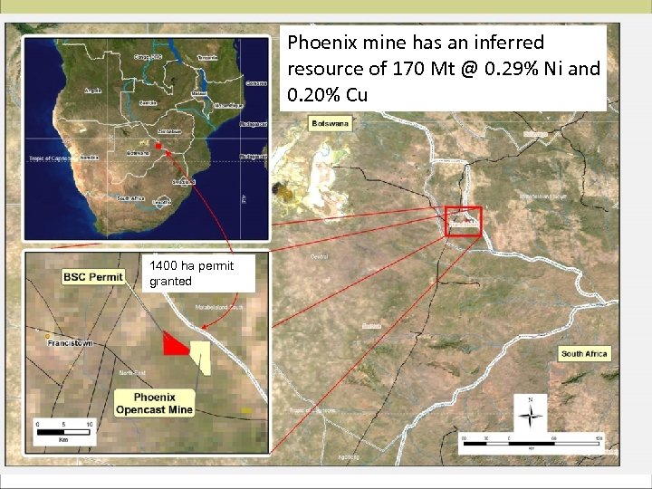 Phoenix mine has an inferred resource of 170 Mt @ 0. 29% Ni and