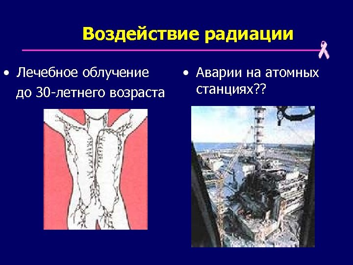 Воздействие радиации • Лечебное облучение до 30 -летнего возраста • Аварии на атомных станциях?