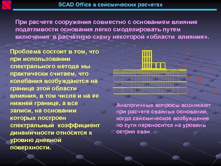 SCAD Office в сейсмических расчетах При расчете сооружения совместно с основанием влияние податливости основания