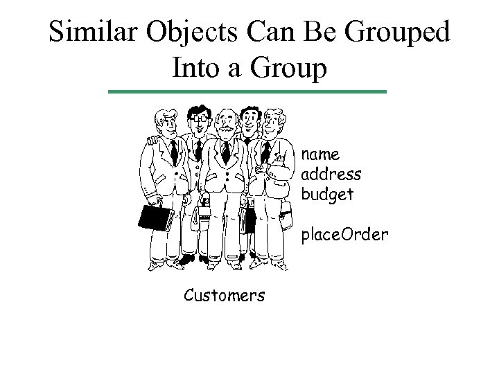 Similar Objects Can Be Grouped Into a Group name address budget place. Order Customers