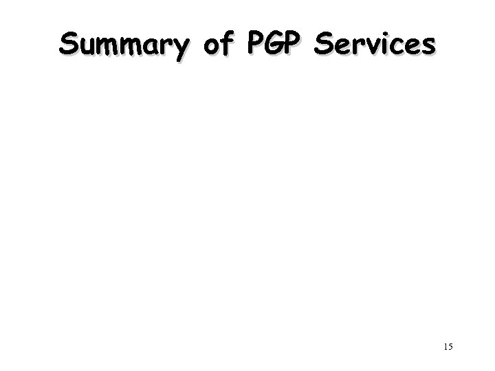 Summary of PGP Services 15 