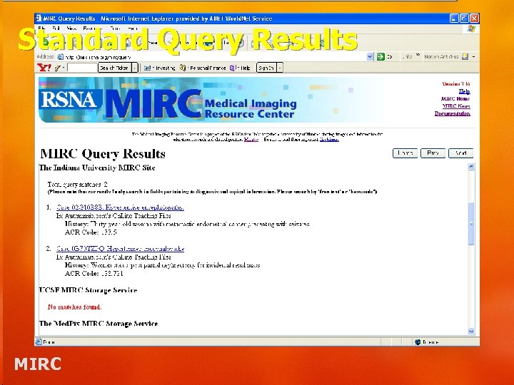 Standard Query Results MIRC 