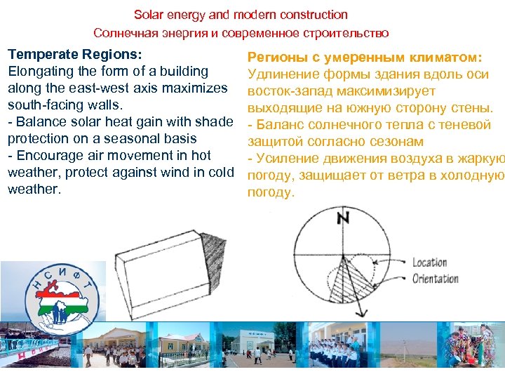 Solar energy and modern construction Солнечная энергия и современное строительство Temperate Regions: Elongating the