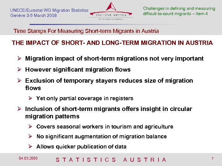 Challenges we count? How should in defining and measuring difficult-to-count migrants Session Methodological debates