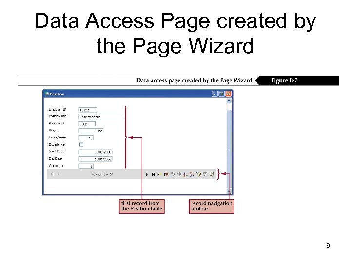 Data Access Page created by the Page Wizard 8 